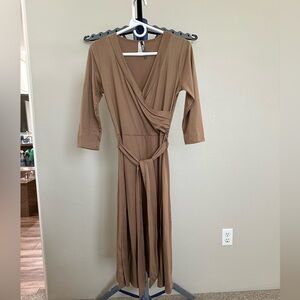 Moon Collection Tan Long Sleeve Dress